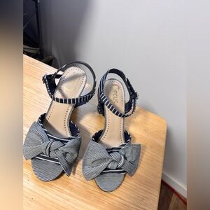 Circus Sam Edelman EVA / Bow Blue White Chunk Heel Size 7.5